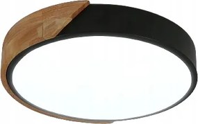 Mennyezeti Lámpa Led Plafon Kerek Fekete Fa Nappali 30W 6500K