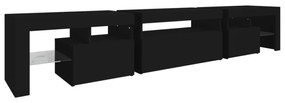 fekete TV-szekrény LED-világítással 215x36,5x40 cm