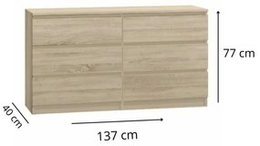 Viana II New M6 hat fiókos komód Sonoma N