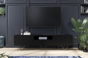 Scalia 190 2K1SZ TV-szekrény, nyitott polccal - matt fekete / arany lábak