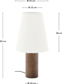 Fehér-sötét natúr színű asztali lámpa textil búrával (magasság 49,5 cm) Marga – Kave Home