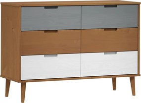 vidaXL MOLDE barna tömör fenyőfa fiókos szekrény 113 x 40 x 80 cm