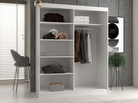 Aldabra IGA 160 A/B tolóajtós gardróbszekrény 120x61x200, 1 tükörrel / sima, fehér