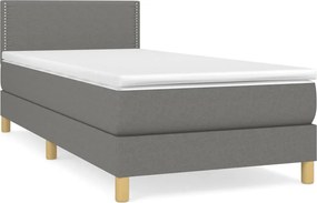 vidaXL sötétszürke szövet rugós ágy matraccal 100 x 200 cm