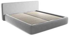 Szürke kárpitozott ágyneműtartós franciaágy ágyráccsal 180x200 cm Kiana – Makamii