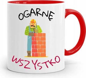 Piros Építőipari Bögre Barkácsoló Szakember Ajándék fényképes nyomtatással