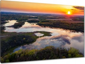 Vászonkép 120x80 Folyó Erdő Naplemente