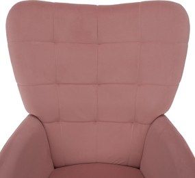 Fotel lábtartóval, rózsaszín Velvet szövet/tölgy, HABEN