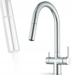 Konyhai csaptelep Háromutas Ezüst Króm Csaptelep Aurea Szűrő Armatúra