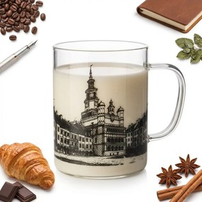 Pohár Üveg Város Poznań 0,4L Átlátszó, Fekete Nyomtatással