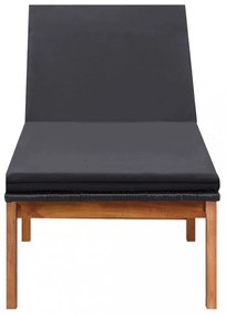 polyrattan és tömör akácfa napozóágy párnával