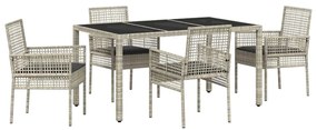 vidaXL Kert étkező szett 5 pcs Világosszürke polirattan