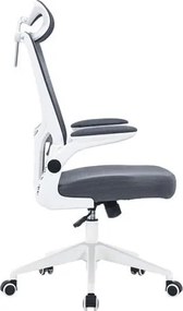 Irodai forgószék, szürke hálós háttámla, szürke szövetborítás, fehér műanyag váz és lábkererszt, Mulberry (BBSZV439)