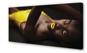 Canvas képek Nő sárga szája 100x50 cm