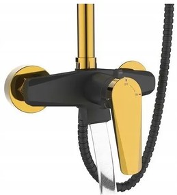 Laveo Rubio, zuhanygarnitúra karos csapteleppel 150mm, fekete matt-arany fényes, LAV-PVR_7GOB