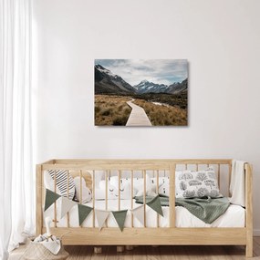 Kép - Sétány a hegységben Mt. Cook (üvegen) (70x50 cm)