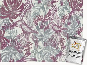 Fotótapéta Flizelina Dzsungel Levelek Rózsaszín Szürke Monstera Pálma 300x210 ragasztó