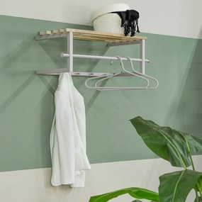 Világosszürke-natúr színű fém fali fogas polccal Marco – Spinder Design