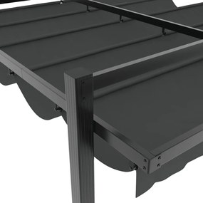antracitszürke alumínium kerti pavilon behúzható tetővel 3x3 m
