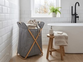 WEDDLE szürke szövet bambusz szennyeskosár