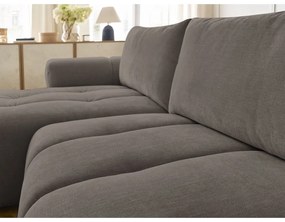 Szürkésbarna kinyitható-tárolóhelyes sarokkanapé (bal oldali-heverő résszel) Fuji – Bobochic Paris