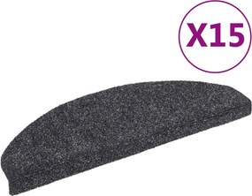 vidaXL 15 db öntapadós lépcsőszőnyeg, 65 x 21 x 4 cm, sötétszürke, nagy félkör alakú
