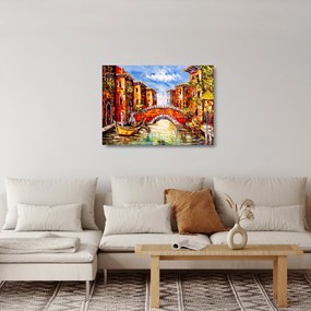 Üveg kép - Olajfestmény a városról III. (70x50 cm)