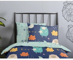 Kék egyszemélyes-hosszabbított pamut gyerek ágyneműhuzat 140x220 cm Sheep – Good Morning