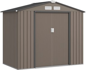Outsunny Fém Tároló Sátor 2.5m² - Alapzattal Ellátott Tároló Sátor - Zárható Ajtó - Méretek 213L x 130W x 185H cm - Barna Acéllemez | Aosom