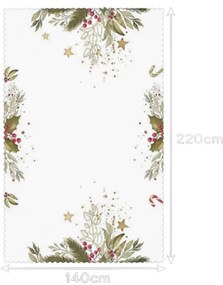 Karácsonyi terítő WINTER TABLE 140x220 cm, fehér