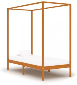 mézbarna tömör fenyőfa baldachinos ágykeret 90 x 200 cm