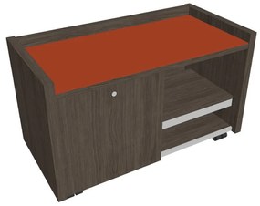 Verno mobil konténer 100 x 50 cm üveggel, bal, antracit tölgy / narancs