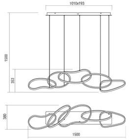 Redo 01-3392 - Dimmelhető LED csillár acélsodronyon BIAS LED/120W/230V aranyszínű