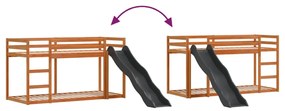 barna tömör fenyő emeletes ágy csúszdával és létrával 75x190 cm