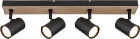 Globo 57911-4BW Spotlámpa fém fekete matt, MDF fa sötét, fém fekete matt, HxSzxM: 555x60x135mm, 4x GU10 35W 230V fényforrás nélkül szállítva