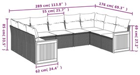 9-részes bézs polyrattan kerti ülőgarnitúra párnákkal