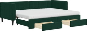 vidaXL sötétzöld kihúzható bársony heverő fiókkal 80 x 200 cm