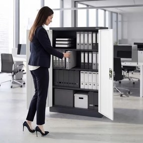 Fém irodai iratszekrény antracit-fehér KEVIN 900 x 1400 x 400 mm