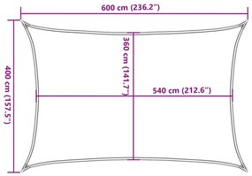 4x6 m antracit négyszögletű HDPE napernyő
