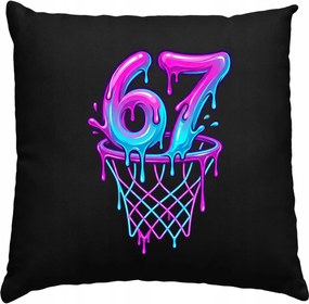 Gyerek párna Six Seven 67 Brainrot Ajándék fekete