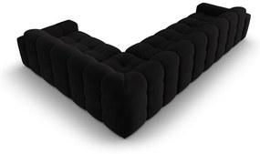 Fekete bársony sarokkanapé (jobb oldali) Kendal – Micadoni Home