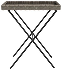 szürke összecsukható polyrattan tálcaasztal 65 x 40 x 75 cm