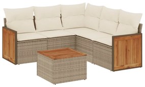 vidaXL 6 részes bézs polyrattan kerti ülőgarnitúra párnával