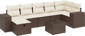 vidaXL 8 részes barna polyrattan kerti ülőgarnitúra párnákkal