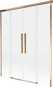 Mexen Rox 2-szárnyú, csúsztatható fürdőkád paraván, 160 x 150 cm, áttetsző, rózsaarany - 8C9-160-002-60-00