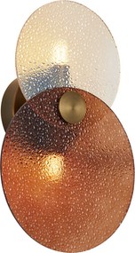 Art Deco fali lámpa sötét bronz borostyán üveggel 2-lámpás - Text