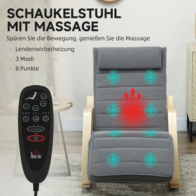 HOMCOM Hintaszék masszázsfunkcióval, derékfűtéssel, 3 üzemmóddal, szövetborítással, szürke