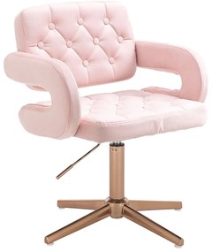 HR8403CROSS Púderrózsaszín modern velúr szék arany lábbal