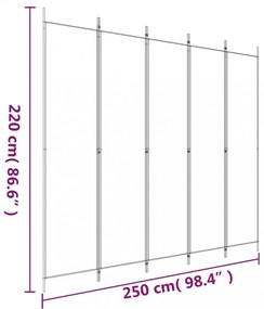 5 paneles antracitszürke szövet térelválasztó 250 x 220 cm