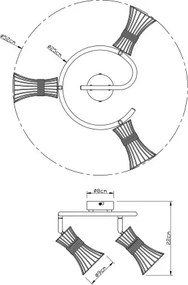 Globo 54814-3 Spot metál fekete-arany színben. Ø250, H:220, exkl. 3xE14 40W 230V